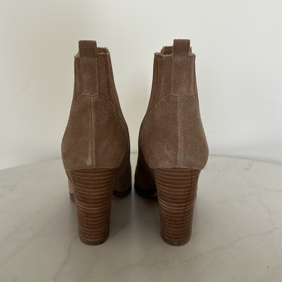 Marc Fisher Oshay Pointed Toe Booties - Beige/Tan Suede Boots - Picture 3 of 6